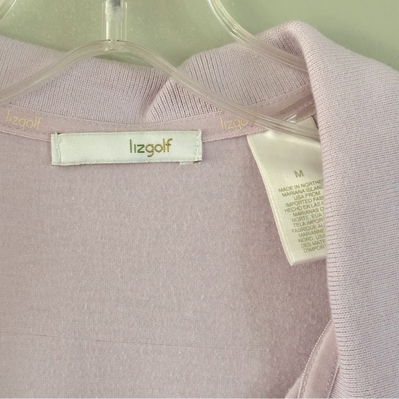 Vintage Lizgolf Short Sleeve Collared Shirt Zipper Front Lilac Pastel Size M - Picture 3 of 7